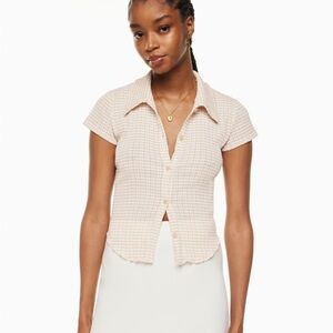 Aritzia Wilfred Prudence Button Up Gingham Collared Shirt